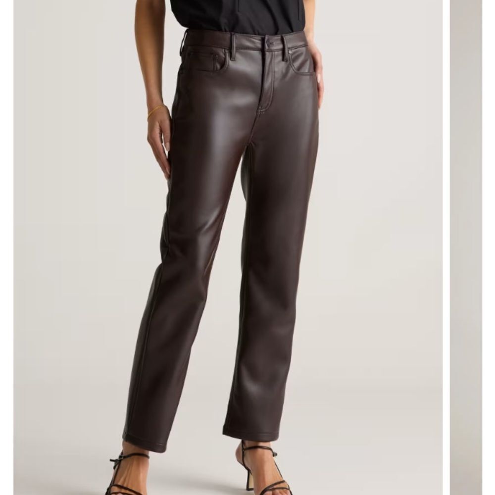 Gap Chocolate Brown Faux Leather Slim Leg High Rise Pants 10
